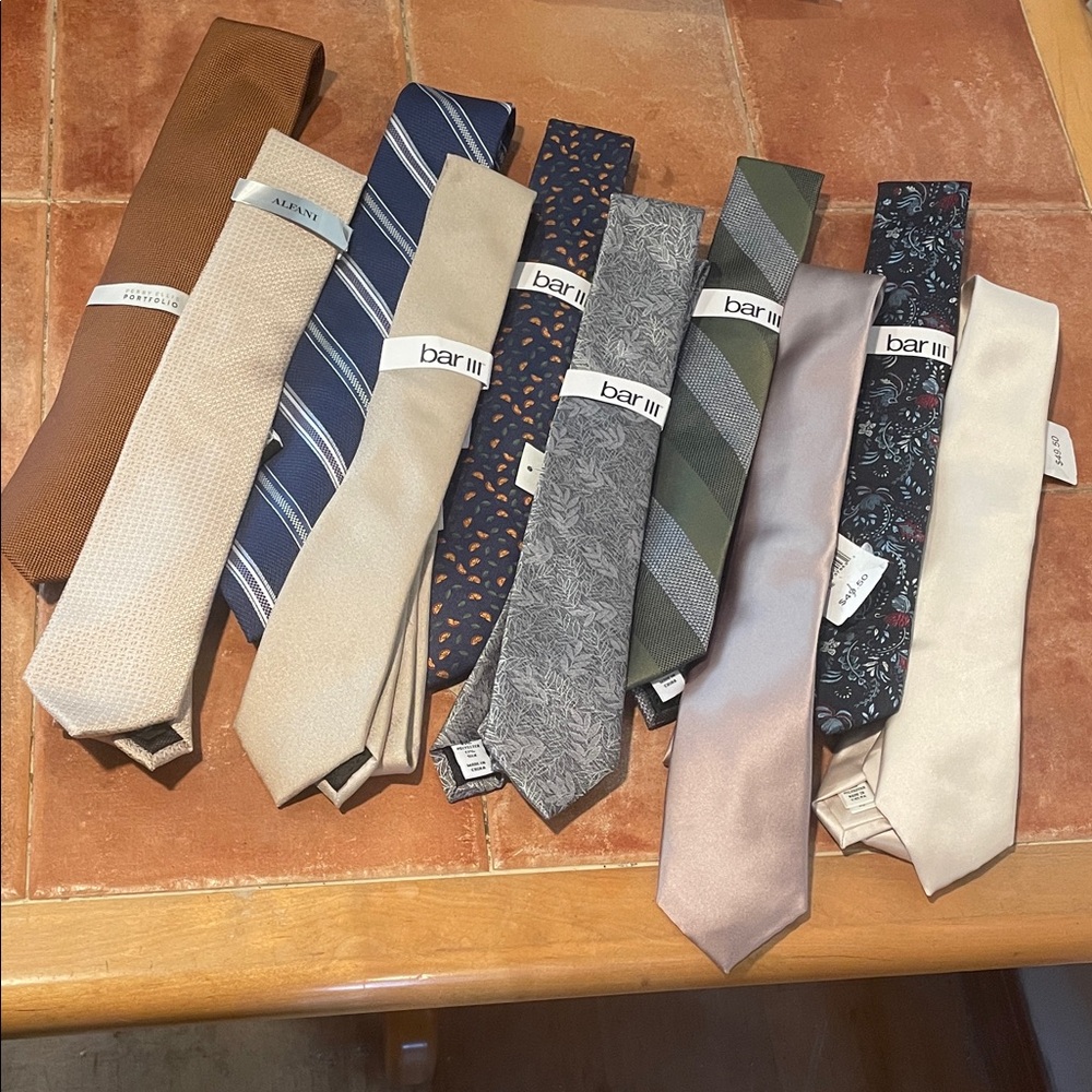 Bar III Men's Tie Set - Brown, Cream, Blue, Green